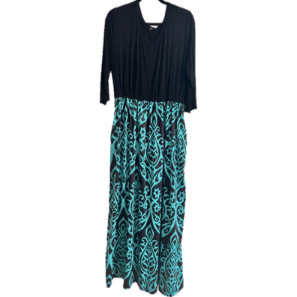 Women's 3/4 Sleeve Loose Casual Long Maxi Dress with Pockets